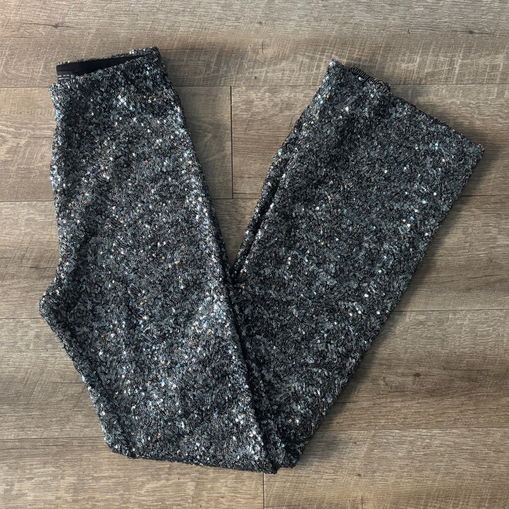 Zara High Rise Sequin Flare Pant